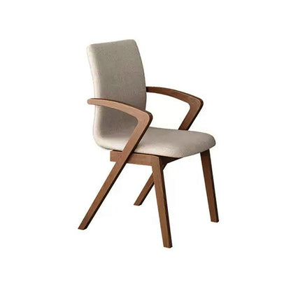 Traditional Japanese Square Linen-Cotton Fabric Solid Wood Frame Dining Chair For Dining Room