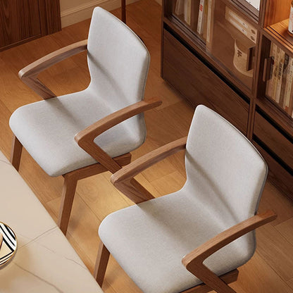 Traditional Japanese Square Linen-Cotton Fabric Solid Wood Frame Dining Chair For Dining Room