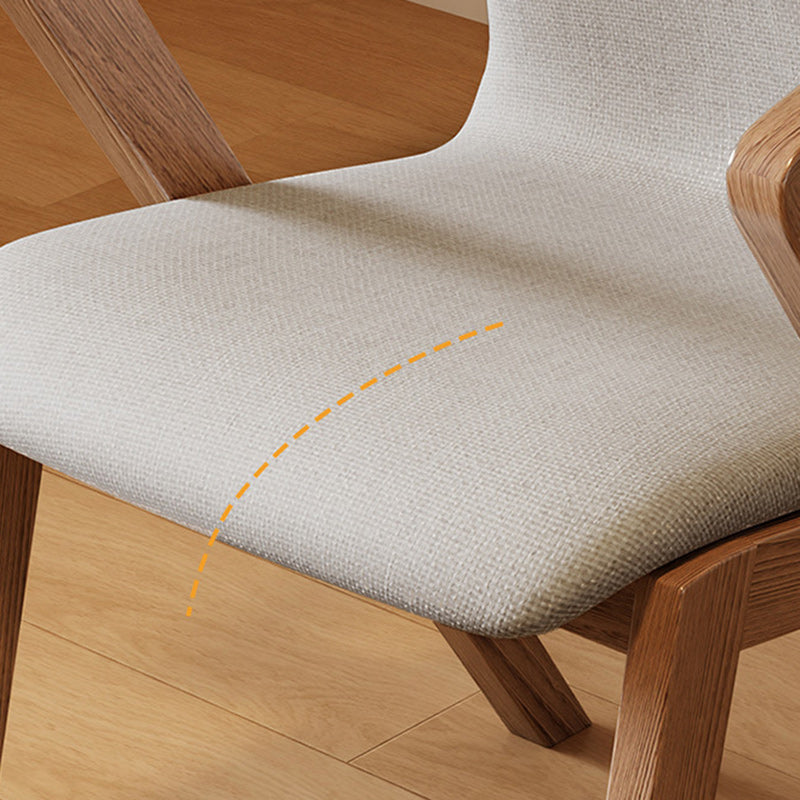 Traditional Japanese Square Linen-Cotton Fabric Solid Wood Frame Dining Chair For Dining Room
