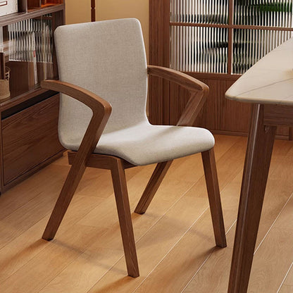 Traditional Japanese Square Linen-Cotton Fabric Solid Wood Frame Dining Chair For Dining Room