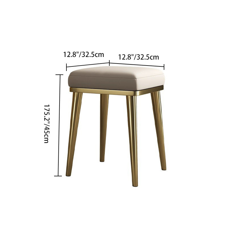 Contemporary Luxury Square Microfiber Leather Upholstered Stainless Steel Stackable Vanity Stool For Bedroom