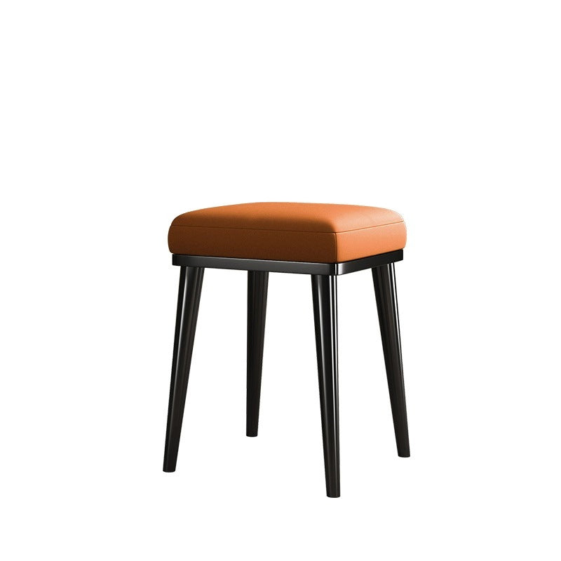 Contemporary Luxury Square Microfiber Leather Upholstered Stainless Steel Stackable Vanity Stool For Bedroom