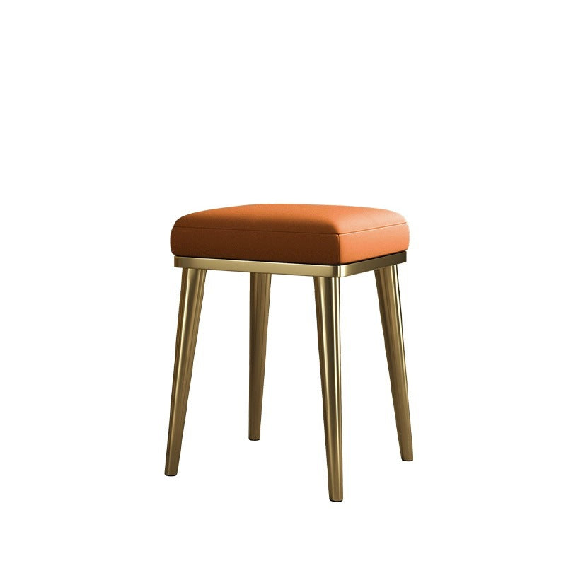 Contemporary Luxury Square Microfiber Leather Upholstered Stainless Steel Stackable Vanity Stool For Bedroom