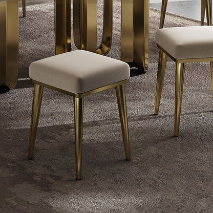 Contemporary Luxury Square Microfiber Leather Upholstered Stainless Steel Stackable Vanity Stool For Bedroom