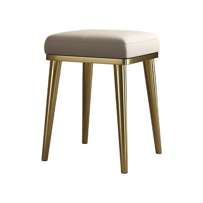 Contemporary Luxury Square Microfiber Leather Upholstered Stainless Steel Stackable Vanity Stool For Bedroom