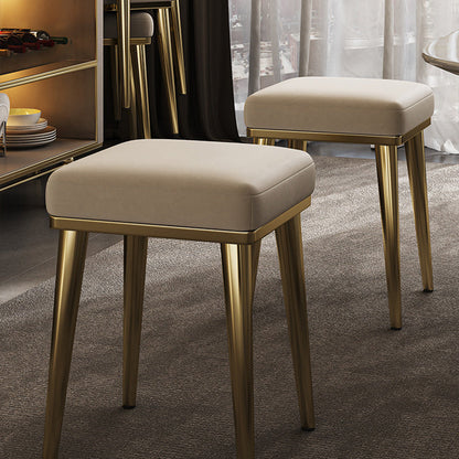 Contemporary Luxury Square Microfiber Leather Upholstered Stainless Steel Stackable Vanity Stool For Bedroom