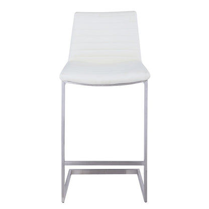 Modern Minimalist Ribbed PU Leather Stainless Steel Bar Stool Armless Footrest For Dining Room