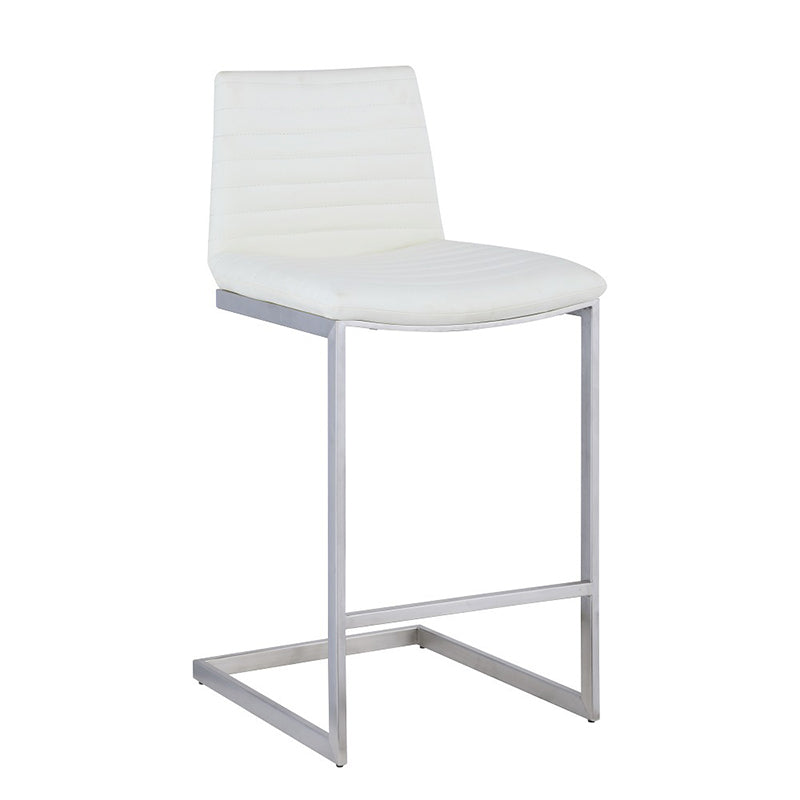 Modern Minimalist Ribbed PU Leather Stainless Steel Bar Stool Armless Footrest For Dining Room