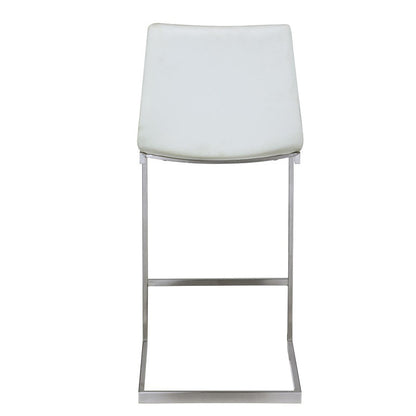 Modern Minimalist Ribbed PU Leather Stainless Steel Bar Stool Armless Footrest For Dining Room