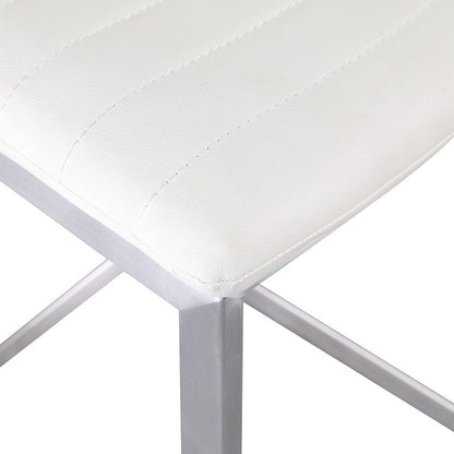 Modern Minimalist Ribbed PU Leather Stainless Steel Bar Stool Armless Footrest For Dining Room