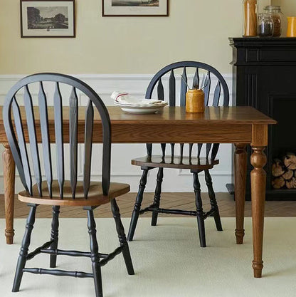 Modern Mid-Century Square Solid Wood Dining Chair Spindle Backrest For Dining Room