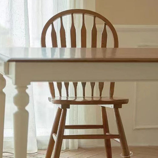 Modern Mid-Century Square Solid Wood Dining Chair Spindle Backrest For Dining Room