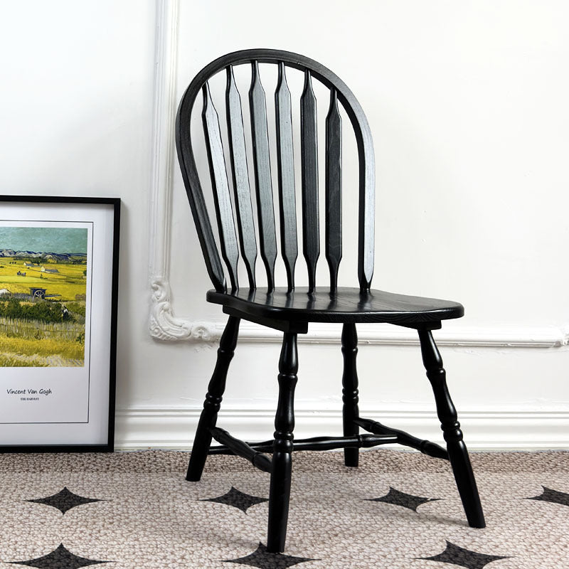 Modern Mid-Century Square Solid Wood Dining Chair Spindle Backrest For Dining Room