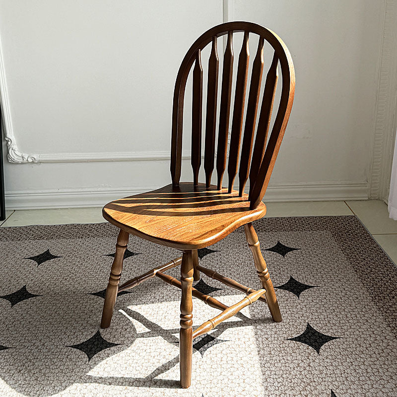 Modern Mid-Century Square Solid Wood Dining Chair Spindle Backrest For Dining Room