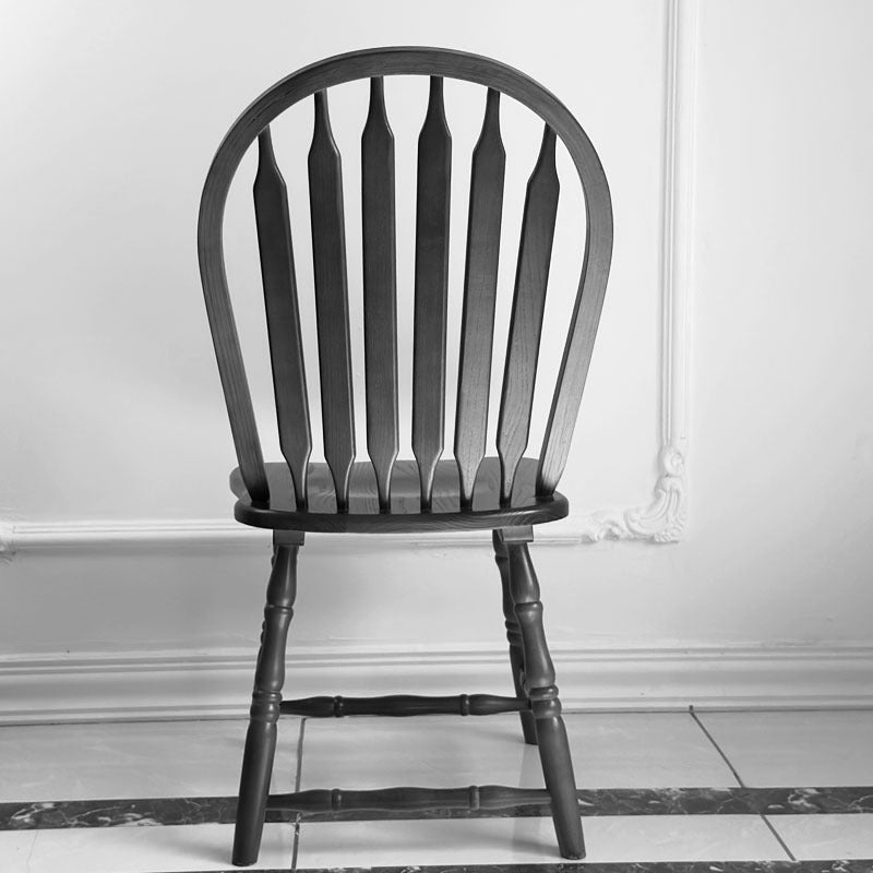 Modern Mid-Century Square Solid Wood Dining Chair Spindle Backrest For Dining Room