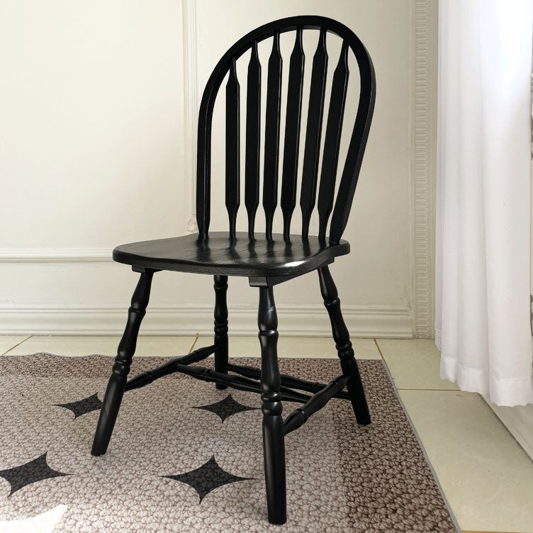 Modern Mid-Century Square Solid Wood Dining Chair Spindle Backrest For Dining Room