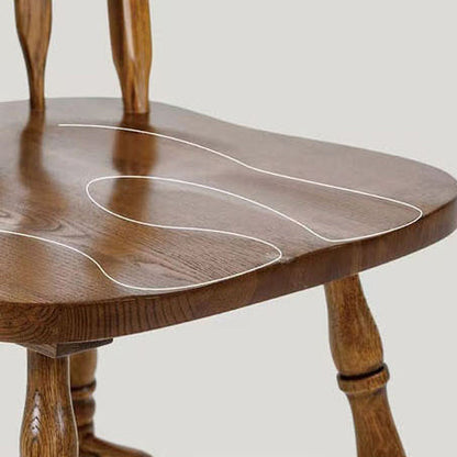 Modern Mid-Century Square Solid Wood Dining Chair Spindle Backrest For Dining Room