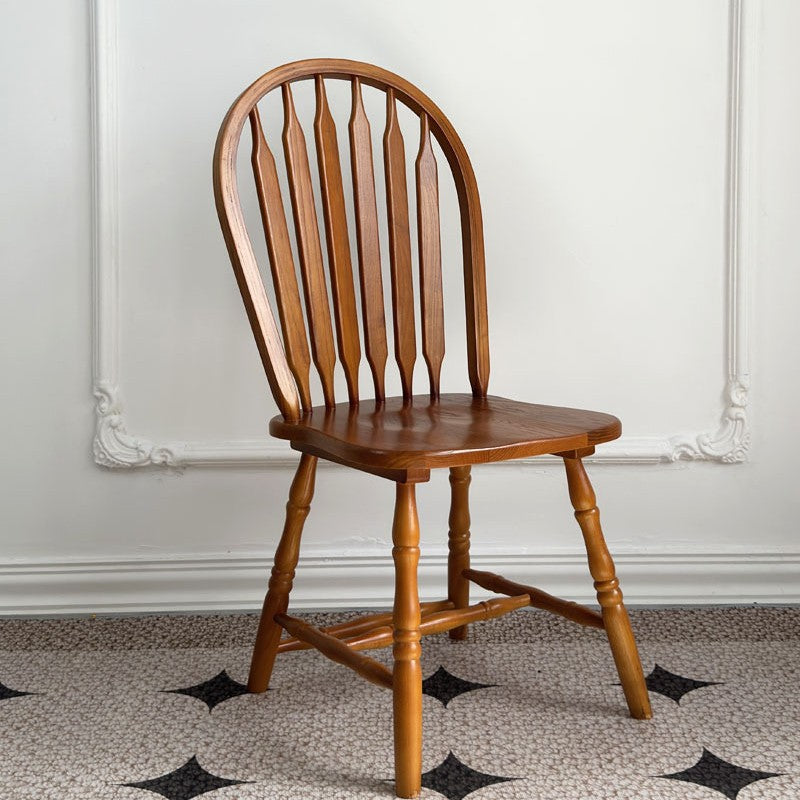 Modern Mid-Century Square Solid Wood Dining Chair Spindle Backrest For Dining Room