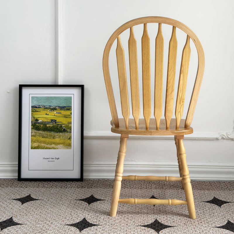 Modern Mid-Century Square Solid Wood Dining Chair Spindle Backrest For Dining Room