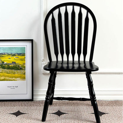 Modern Mid-Century Square Solid Wood Dining Chair Spindle Backrest For Dining Room