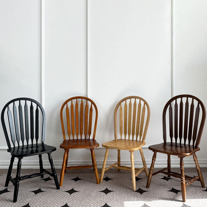 Modern Mid-Century Square Solid Wood Dining Chair Spindle Backrest For Dining Room