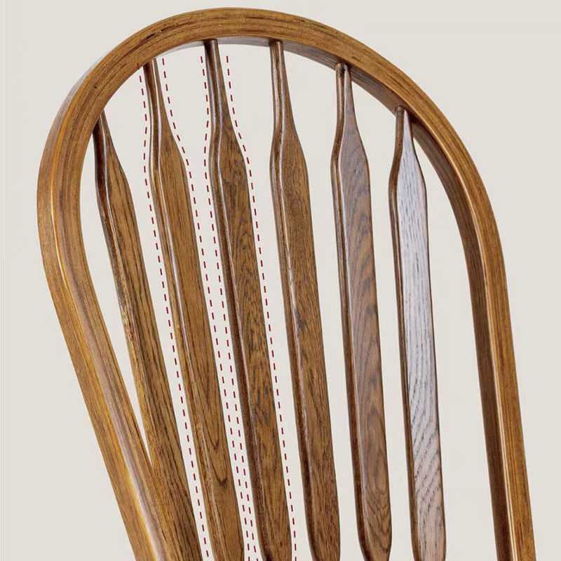 Modern Mid-Century Square Solid Wood Dining Chair Spindle Backrest For Dining Room