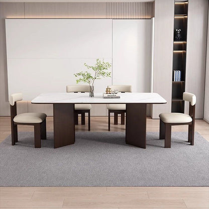 Modern Transitional Curved Nappa Leather Upholstered Dining Chair Round Backrest For Dining Room