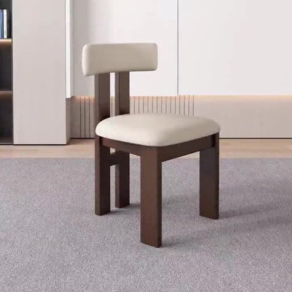 Modern Transitional Curved Nappa Leather Upholstered Dining Chair Round Backrest For Dining Room