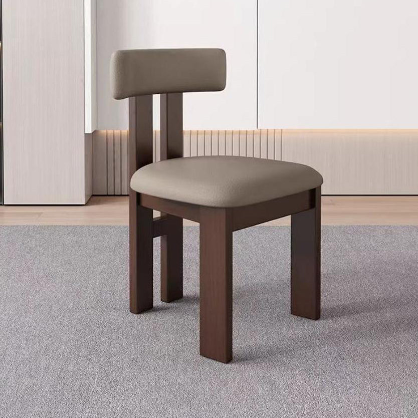 Modern Transitional Curved Nappa Leather Upholstered Dining Chair Round Backrest For Dining Room