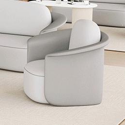 Contemporary Scandinavian Round Tech Fabric Upholstered Accent Chair Lounge Chair Backrest For Dining Room