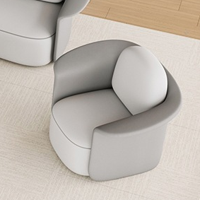 Contemporary Scandinavian Round Tech Fabric Upholstered Accent Chair Lounge Chair Backrest For Dining Room