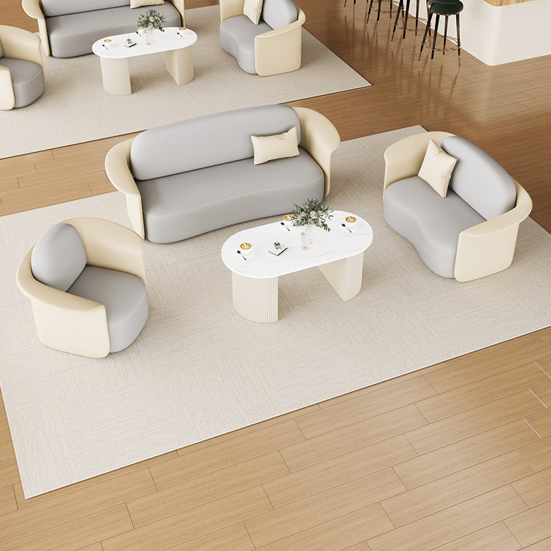 Contemporary Scandinavian Round Tech Fabric Upholstered Accent Chair Lounge Chair Backrest For Dining Room