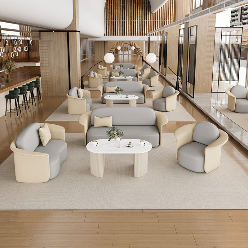 Contemporary Scandinavian Round Tech Fabric Upholstered Accent Chair Lounge Chair Backrest For Dining Room