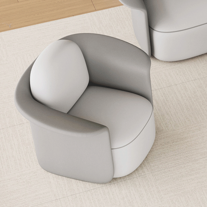 Contemporary Scandinavian Round Tech Fabric Upholstered Accent Chair Lounge Chair Backrest For Dining Room