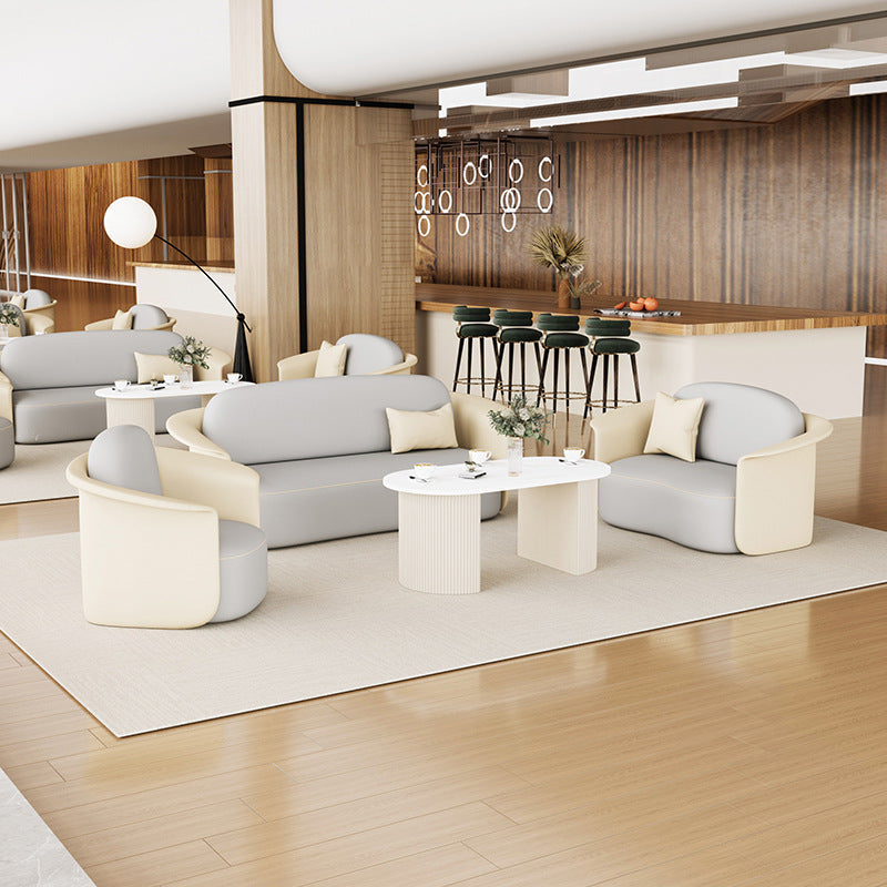 Contemporary Scandinavian Round Tech Fabric Upholstered Accent Chair Lounge Chair Backrest For Dining Room