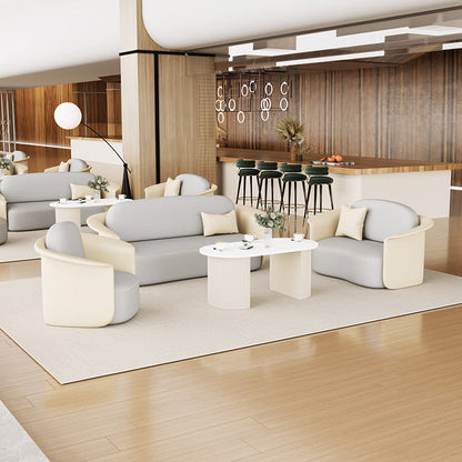 Contemporary Scandinavian Round Tech Fabric Upholstered Accent Chair Lounge Chair Backrest For Dining Room