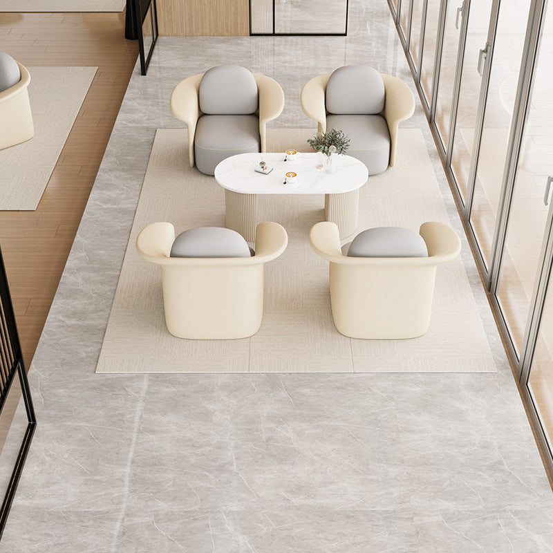 Contemporary Scandinavian Round Tech Fabric Upholstered Accent Chair Lounge Chair Backrest For Dining Room