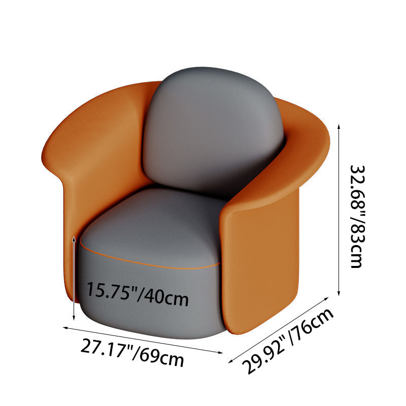 Contemporary Scandinavian Round Tech Fabric Upholstered Accent Chair Lounge Chair Backrest For Dining Room