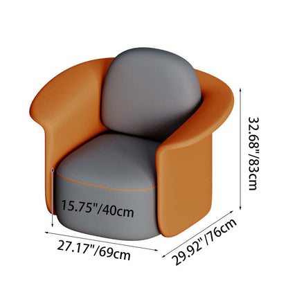 Contemporary Scandinavian Round Tech Fabric Upholstered Accent Chair Lounge Chair Backrest For Dining Room