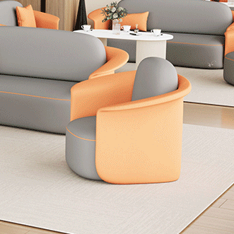 Contemporary Scandinavian Round Tech Fabric Upholstered Accent Chair Lounge Chair Backrest For Dining Room