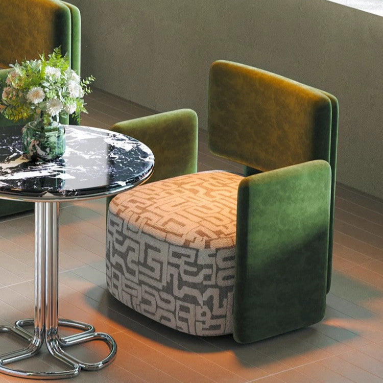 Contemporary Luxury Square Velvet Upholstered Accent Chair Lounge Chair Backrest For Dining Room