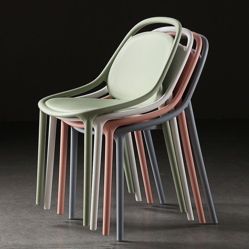 Contemporary Scandinavian Curved Plastic Stackable Dining Chair Backrest For Dining Room