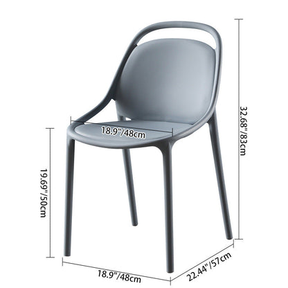 Contemporary Scandinavian Curved Plastic Stackable Dining Chair Backrest For Dining Room
