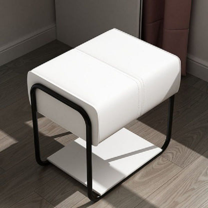 Contemporary Scandinavian Rectangular Square PU Leather Wood Vanity Stool For Bedroom