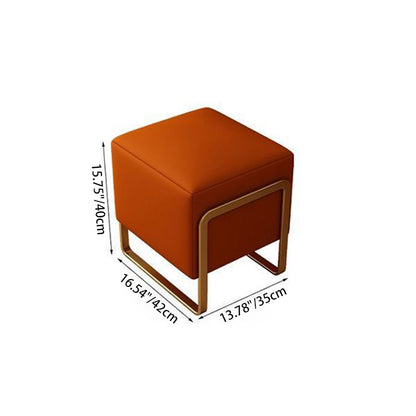Contemporary Scandinavian Rectangular Square PU Leather Wood Vanity Stool For Bedroom