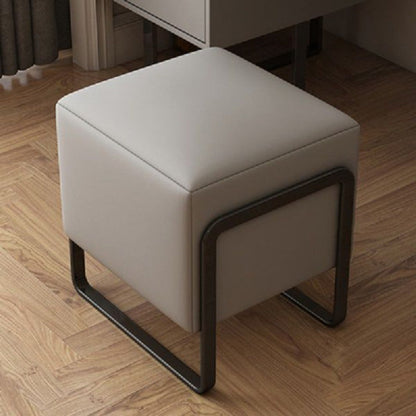 Contemporary Scandinavian Rectangular Square PU Leather Wood Vanity Stool For Bedroom