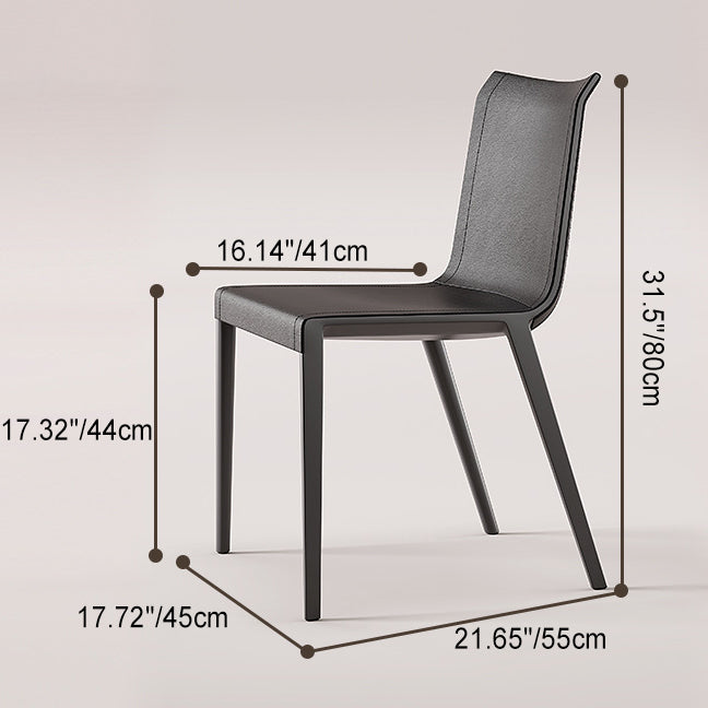Modern Minimalist Rectangular Square Aluminum Faux Leather Dining Chair Backrest For Dining Room