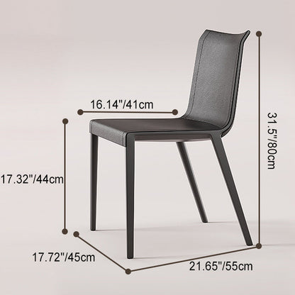 Modern Minimalist Rectangular Square Aluminum Faux Leather Dining Chair Backrest For Dining Room