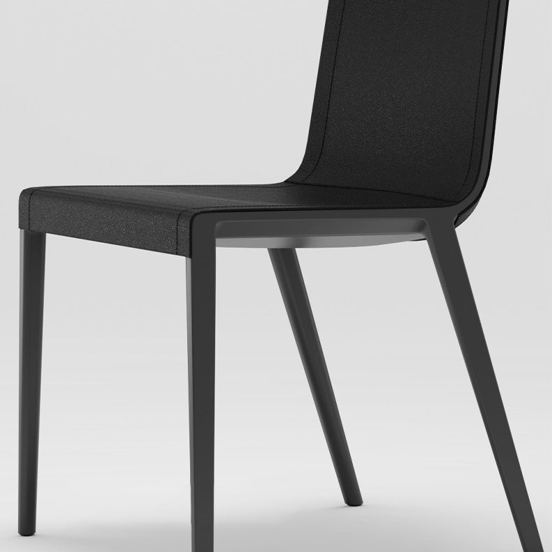 Modern Minimalist Rectangular Square Aluminum Faux Leather Dining Chair Backrest For Dining Room
