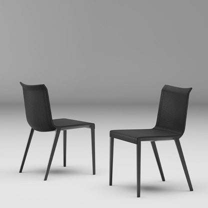 Modern Minimalist Rectangular Square Aluminum Faux Leather Dining Chair Backrest For Dining Room